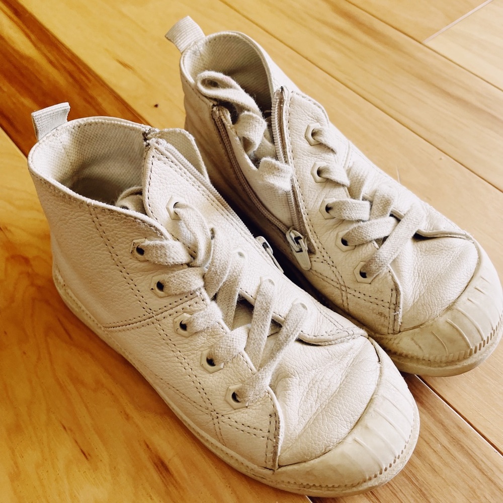 Zara girls cream leather boots